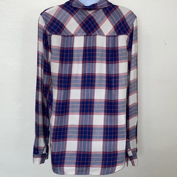 Paige Blue & Peachy Plaid Long Sleeve Flannel From Nordstrom. **See Note… - Picture 4 of 12